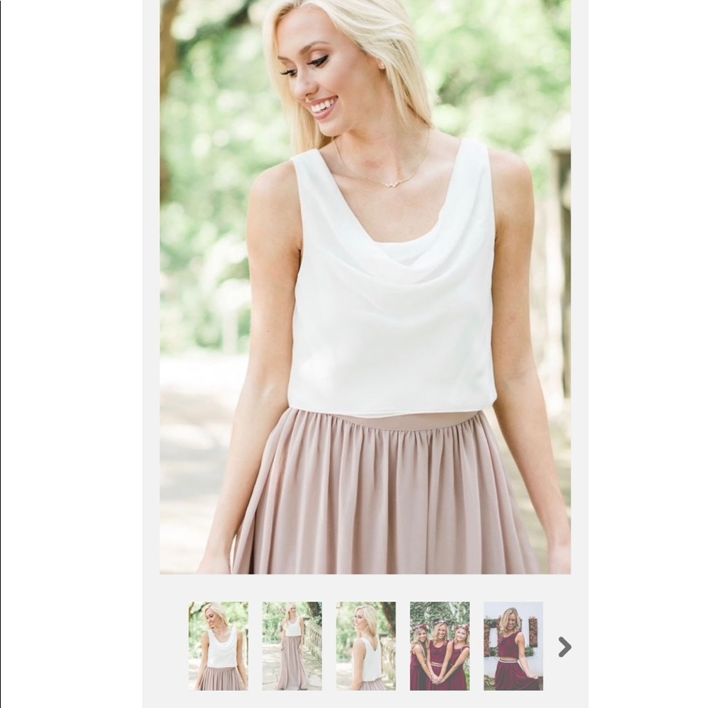 Revelry “Eva” Reversible Cowl Neck White Crop Top
